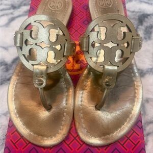 Tory Burch Gold Metallic Thong Sandals